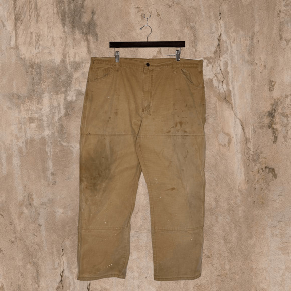 Desert Tan Dickies Carpenter Pants Baggy Fit Double Knees Canvas Black Label - Picture 3 of 6
